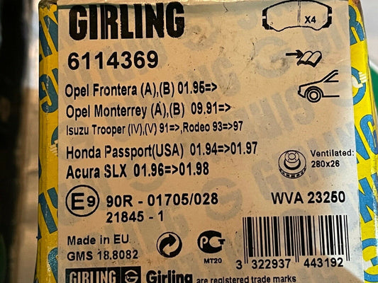 Girling 6114369 LP1552 front Brake Pad Set fits Vauxhall Opel