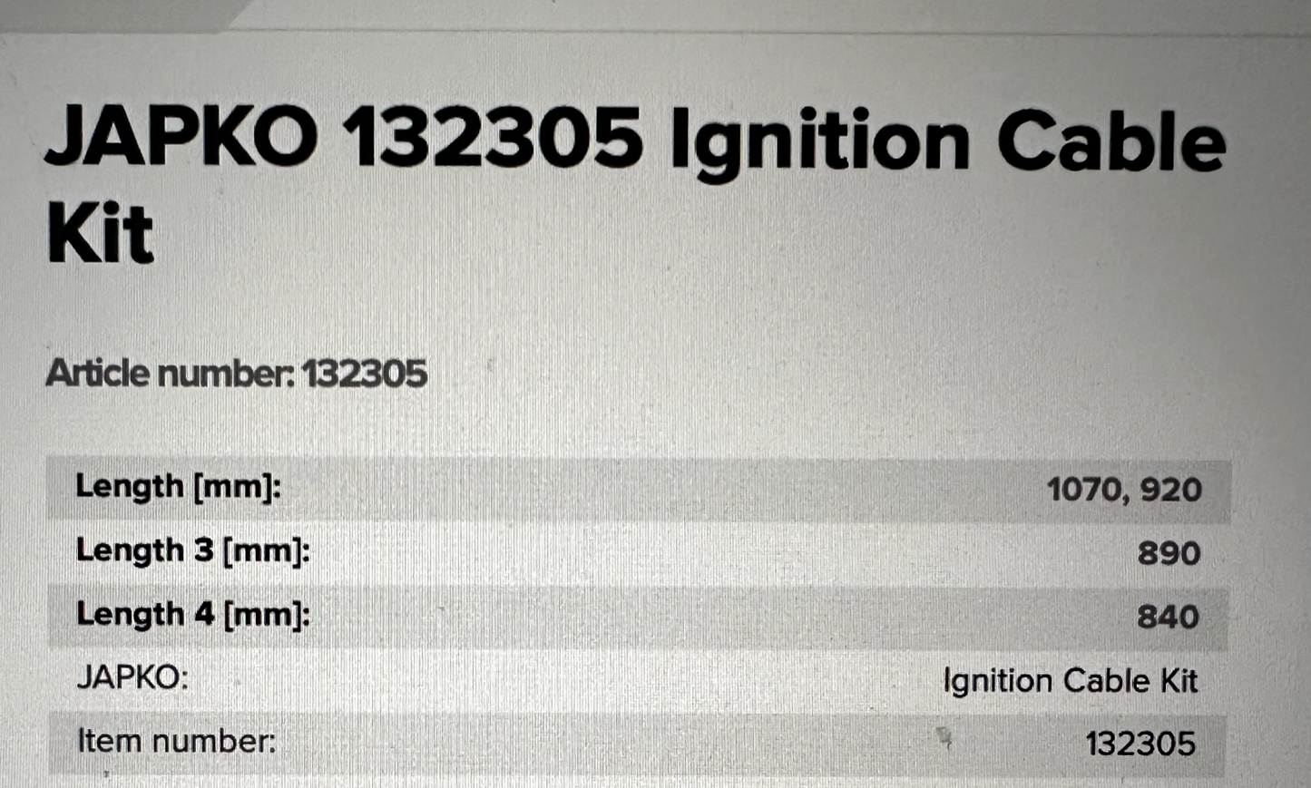 Japko 132305 Ignition Coil Leads Set fits Mazda Ford