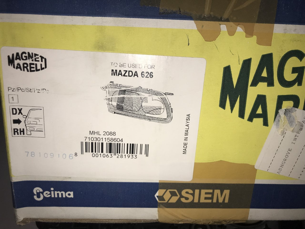 Headlight Lamp Off Side Right Hand Mazda 626 1997-1999 MHL2088