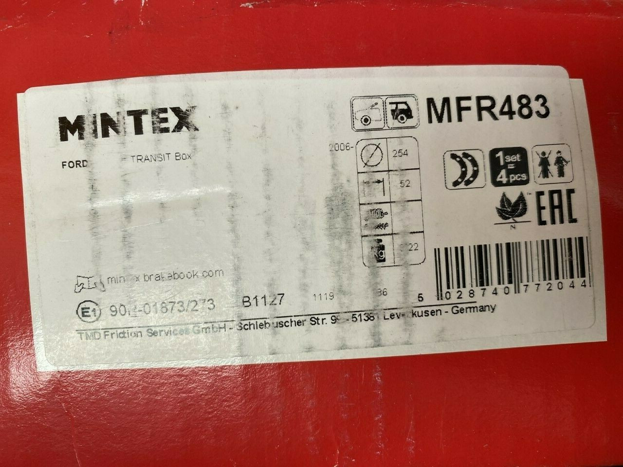 Mintex MFR483 Rear Brake Shoe Set fits Ford