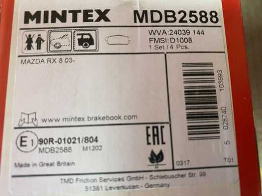 Mintex MDB2588 Rear Brake Pad Set fits Mazda
