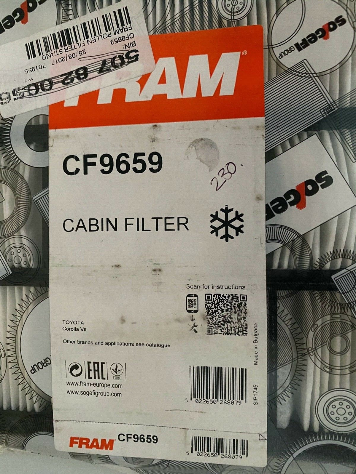 Fram CF9659 Cabin Filter Pollen Filter fits Toyota