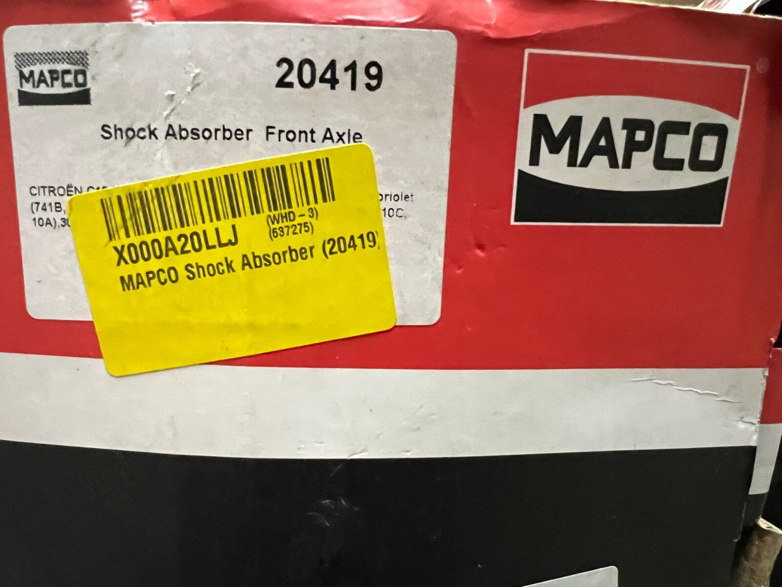 Mapco 20419 Front Shock Absorber fits Citroen C15 Visa Peugeot 205 309