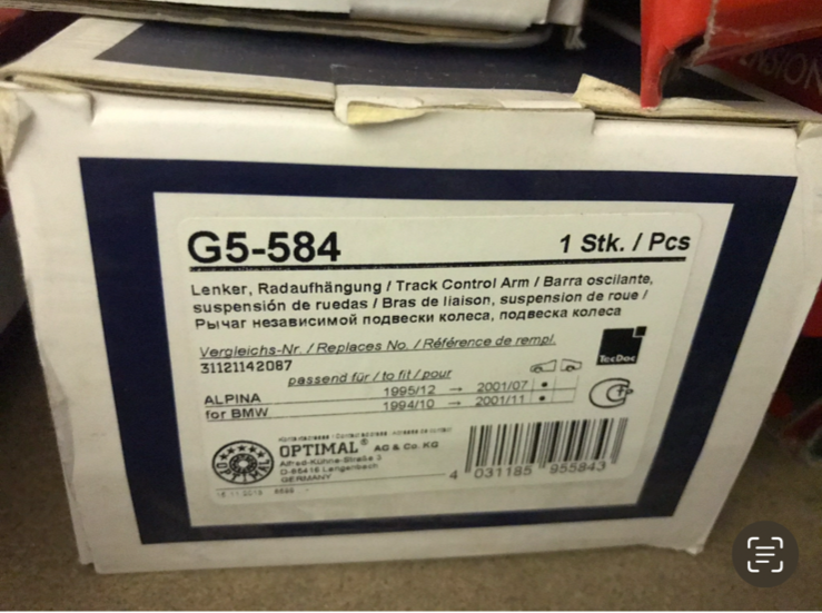 Optimal G5-584 Front Lower Near Side Suspension Track Control Arm fit Alpina BMW