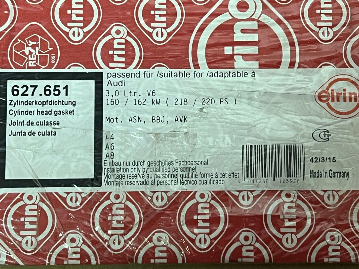 Elring 627.651 Head Gasket fits Audi A4 A6 A8
