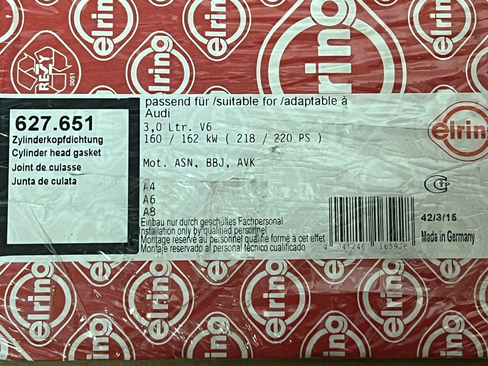 Elring 627.651 Head Gasket fits Audi A4 A6 A8