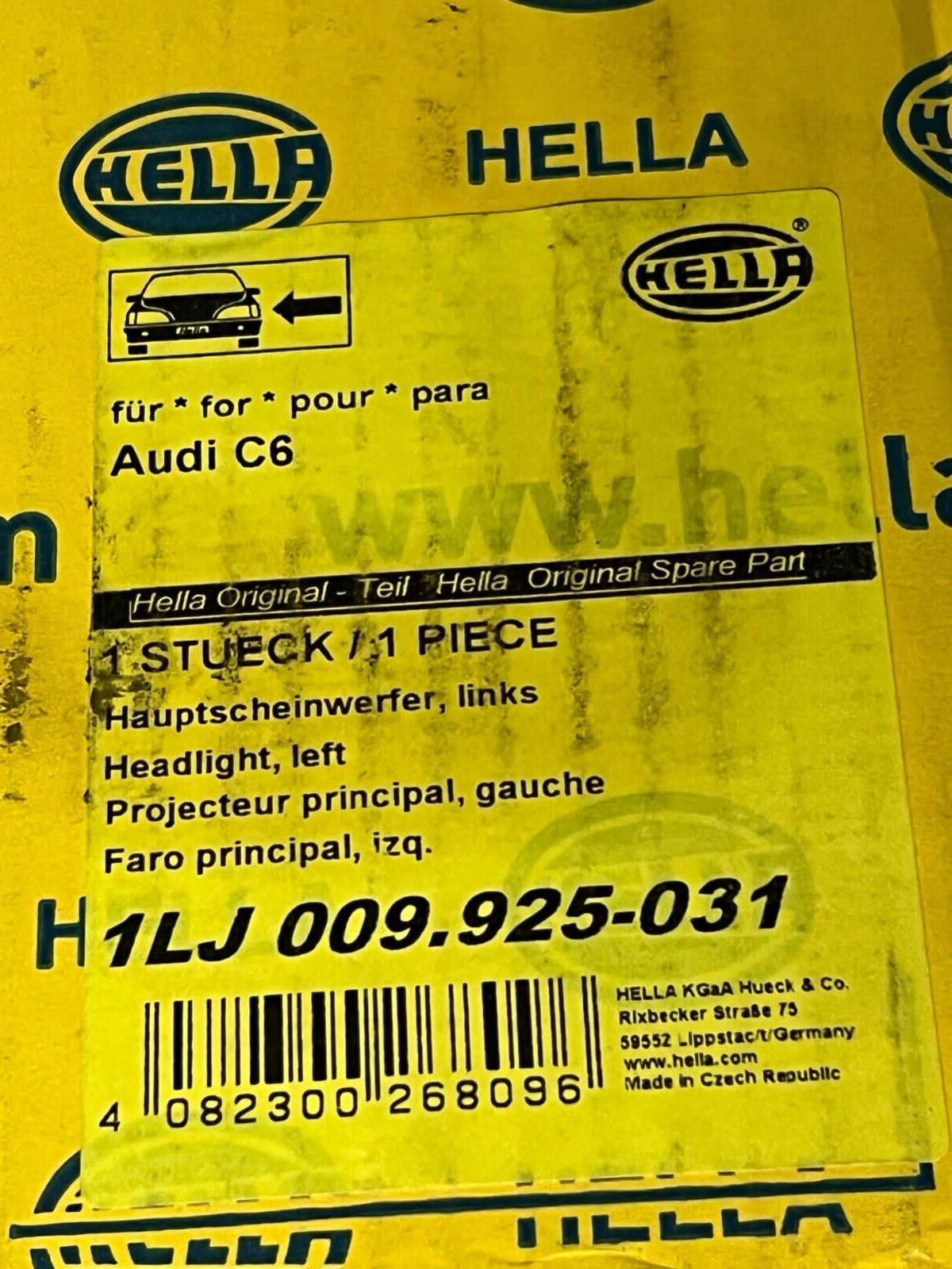 Hella 1LJ009925-031 Headlight Lamp Left Hand Near Side fits Audi A6, A6 Allroad