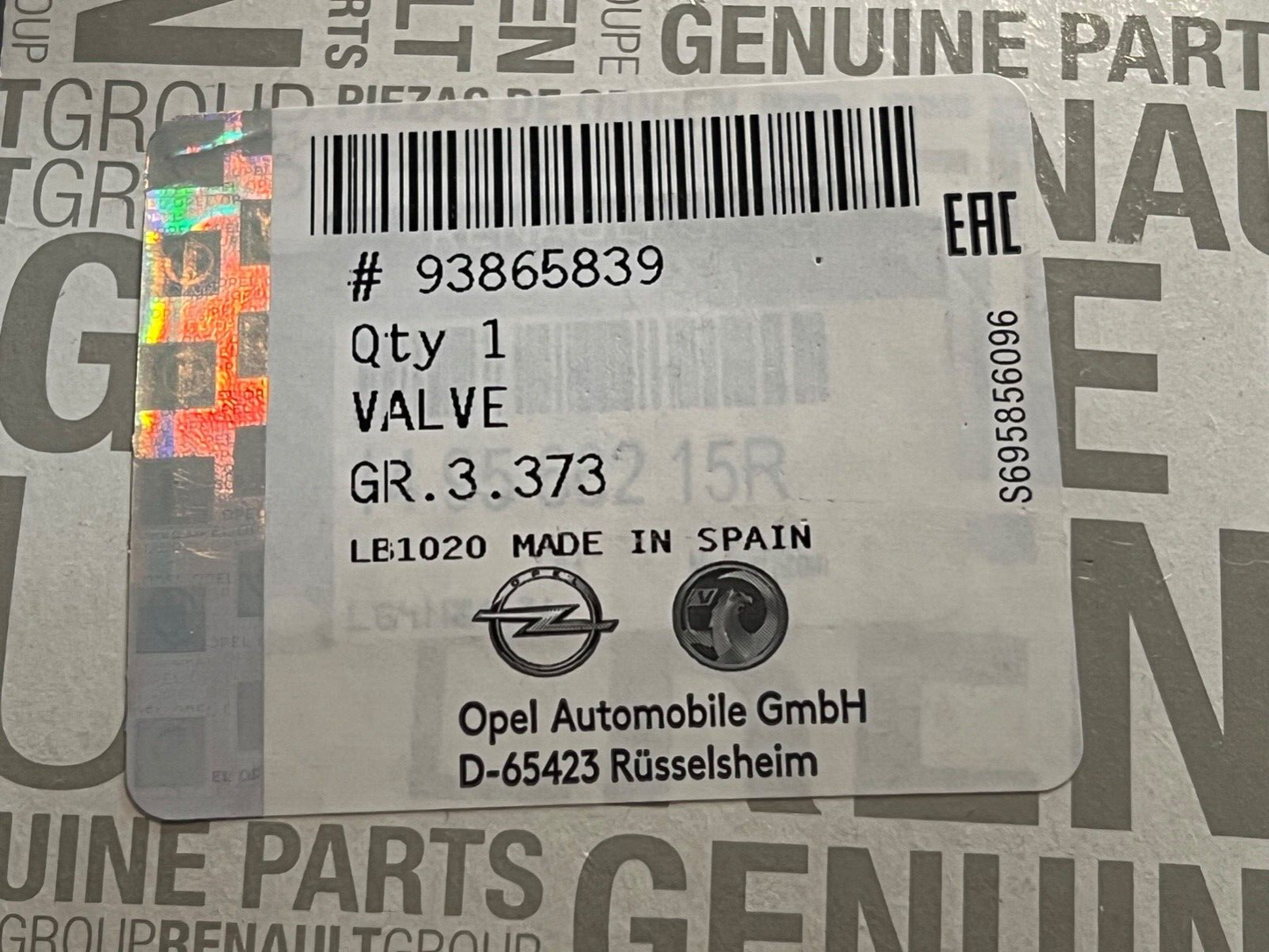 Genuine fits Vauxhall Renault Nissan Dacia 93865839 Boost Pressure Control Valve