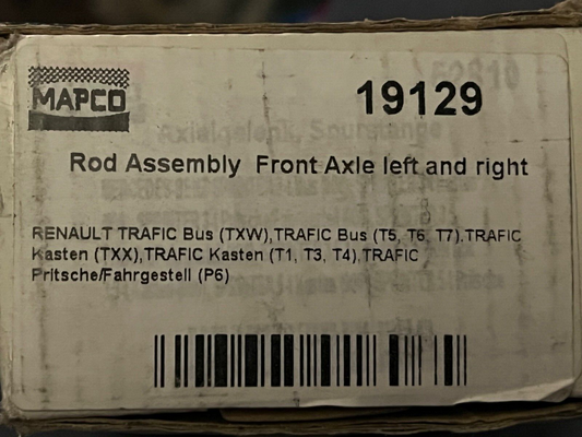 Mapco 19129 Front Tie Rod Assembly fits Renault Trafic