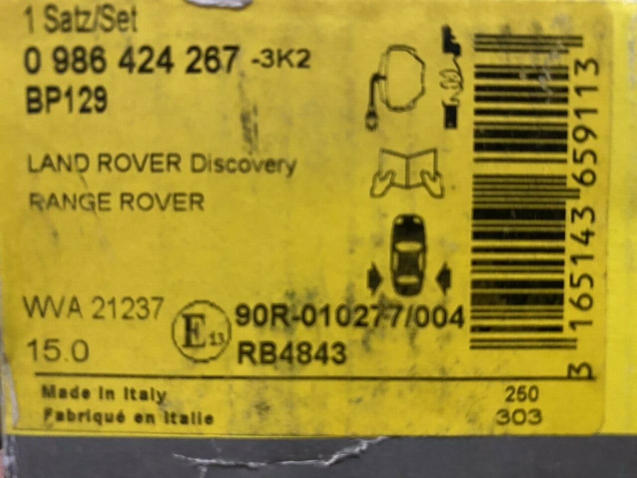 Bosch 0986424267 Rear Brake Pad Set fits Land Rover Range Rover