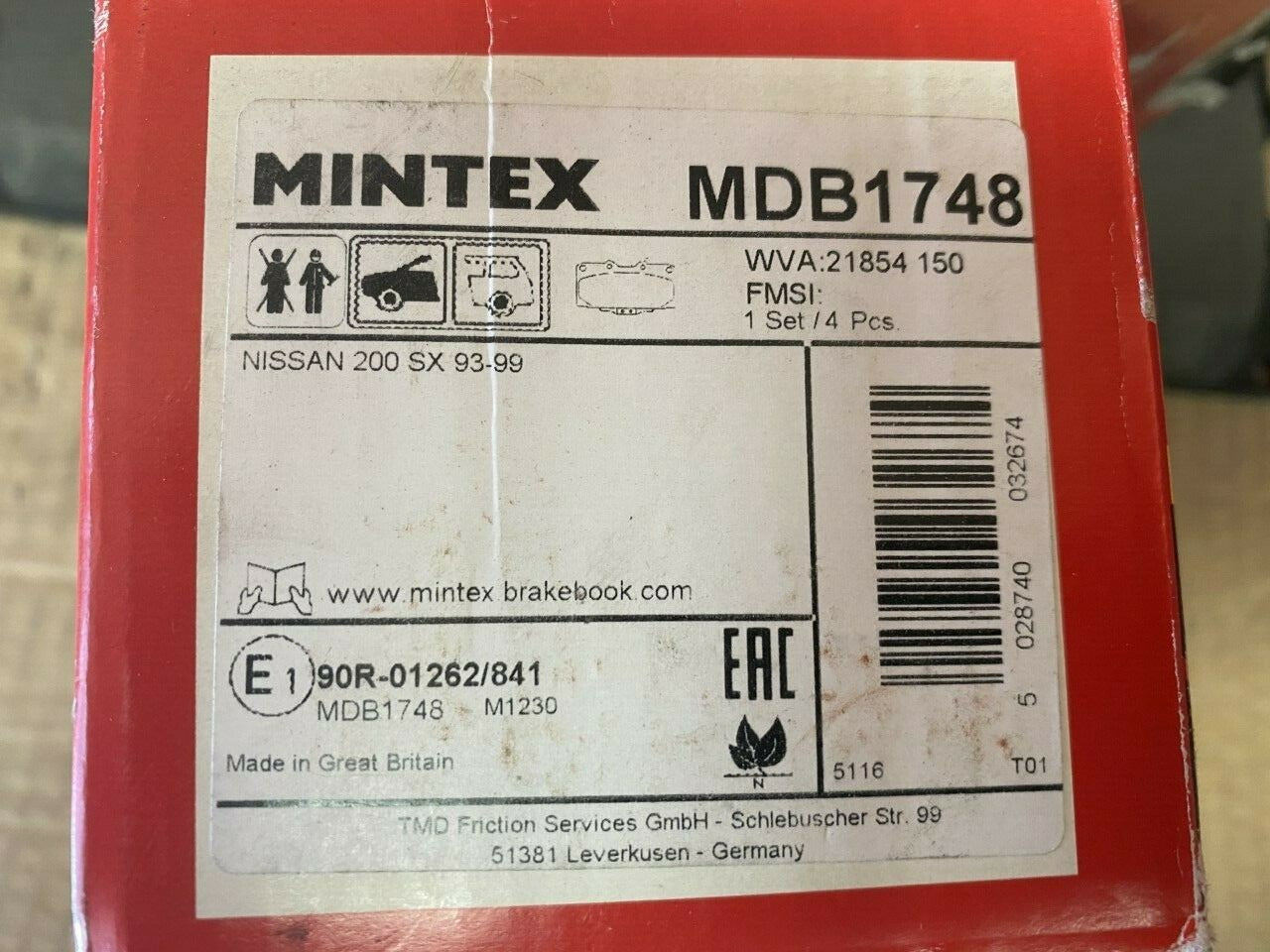 Mintex MDB1748 Front Brake Pad Set fits Nissan Subaru