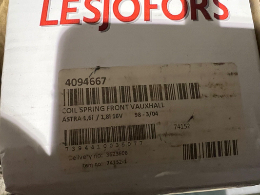 Lesjofors 4094667 Front Coil Spring fits Vauxhall Astra 1998-2004 1.6 / 1.8 16v