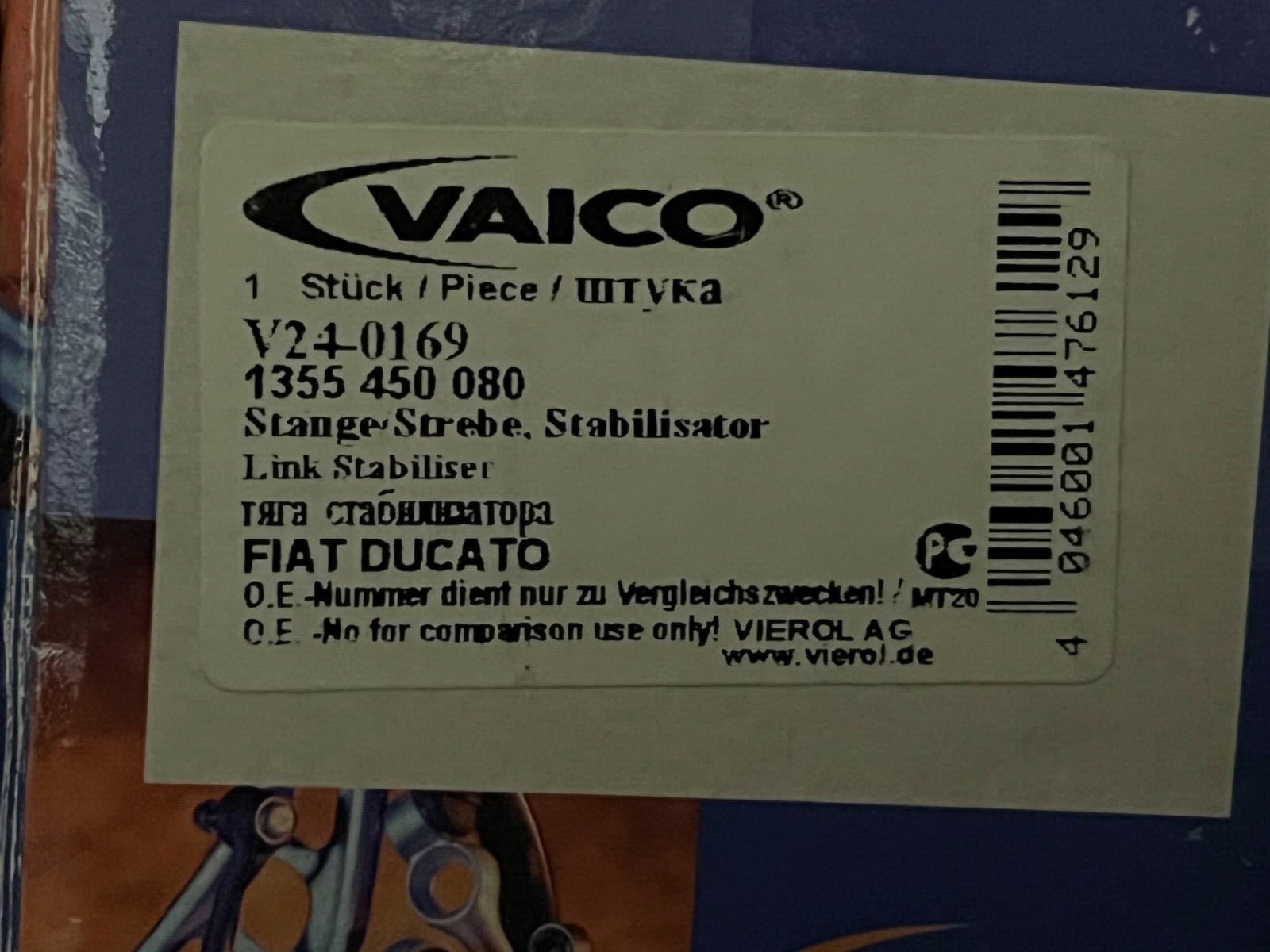 Vaico V24-0169 Stabilizer Link Drop Link fits Fiat Ducato Citroen Relay Peugeot