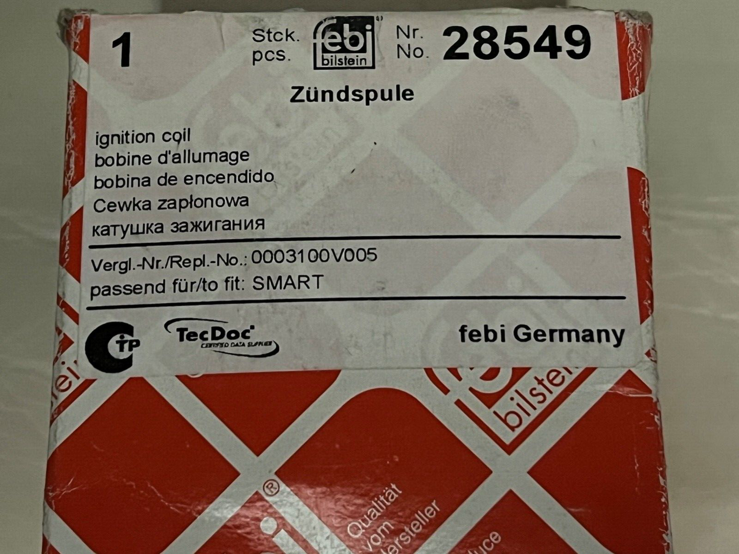 febi 28549 Ignition Coil fits Smart City-Coupe ForTwo Roadster