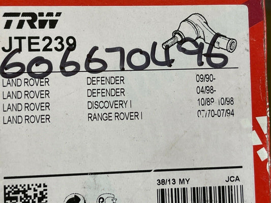 TRW JTE239 Tie Rod End Near Side Left Hand Side fits Land Rover