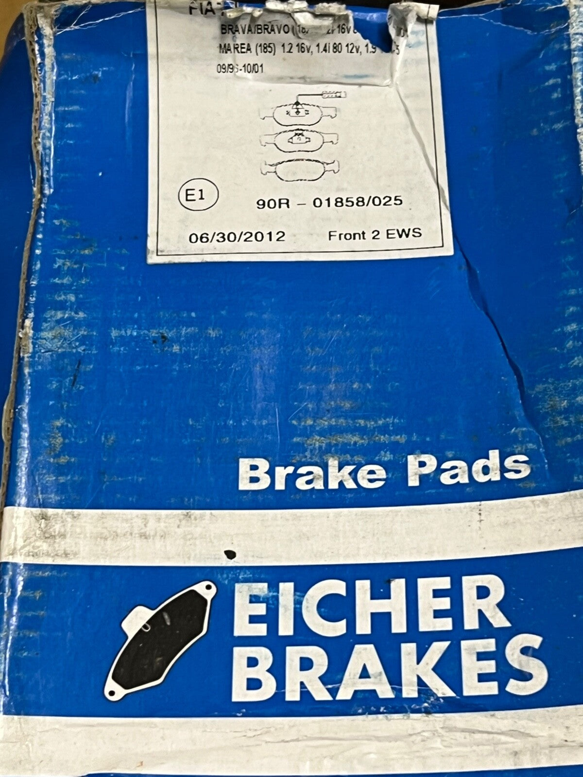 Eicher 101580031 Front Brake Pads Fit FIAT BRAVA BRAVO I MAREA LANCIA DELTA MK2