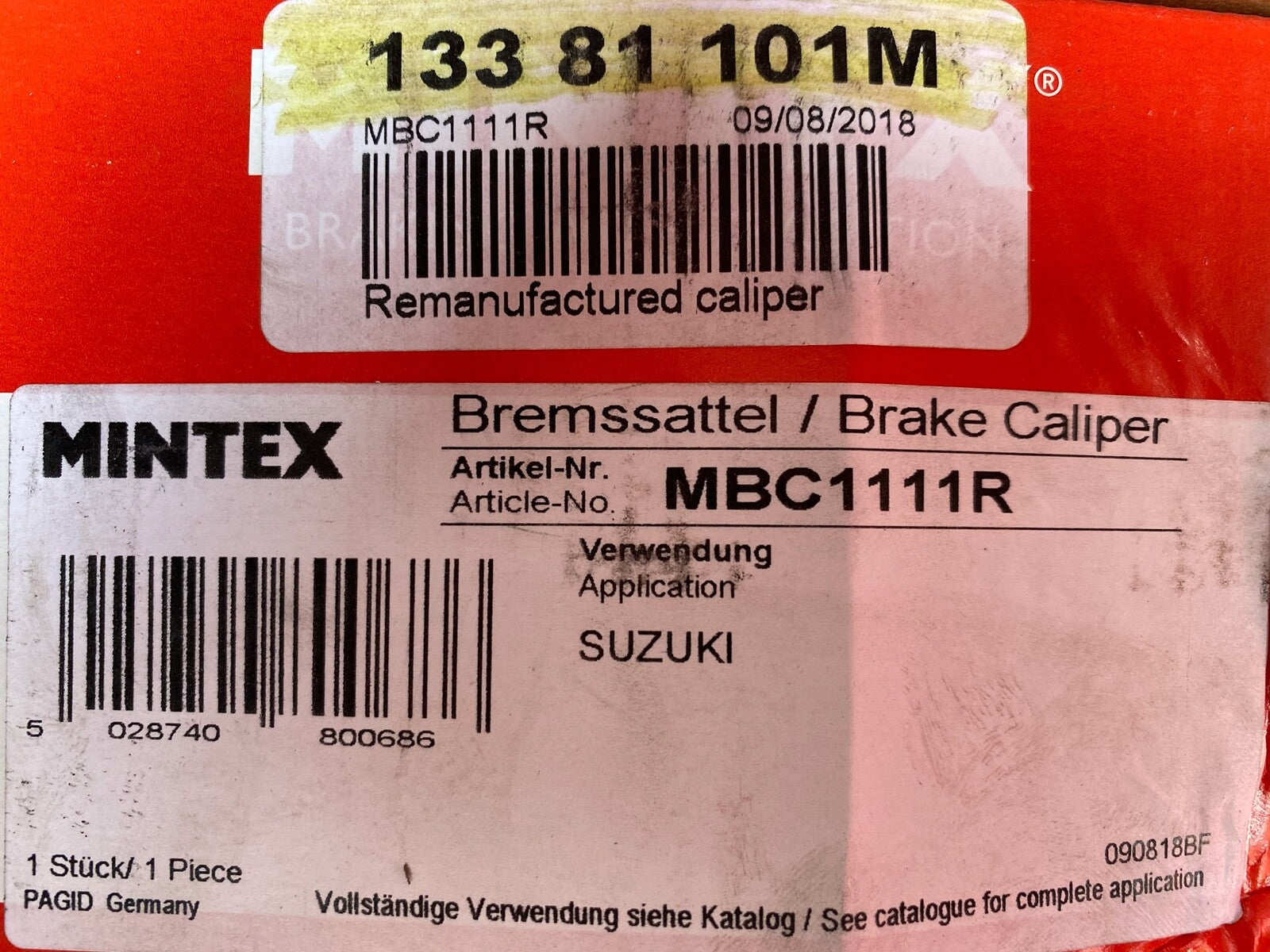 Mintex MBC1111R BHZ100 Right Hand Side Off Side Brake Caliper fits Suzuki