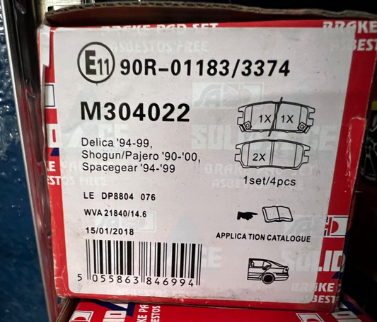 Solid Auto M304022 Rear Brake Pads fits Mitsubishi Shogun Pajero
