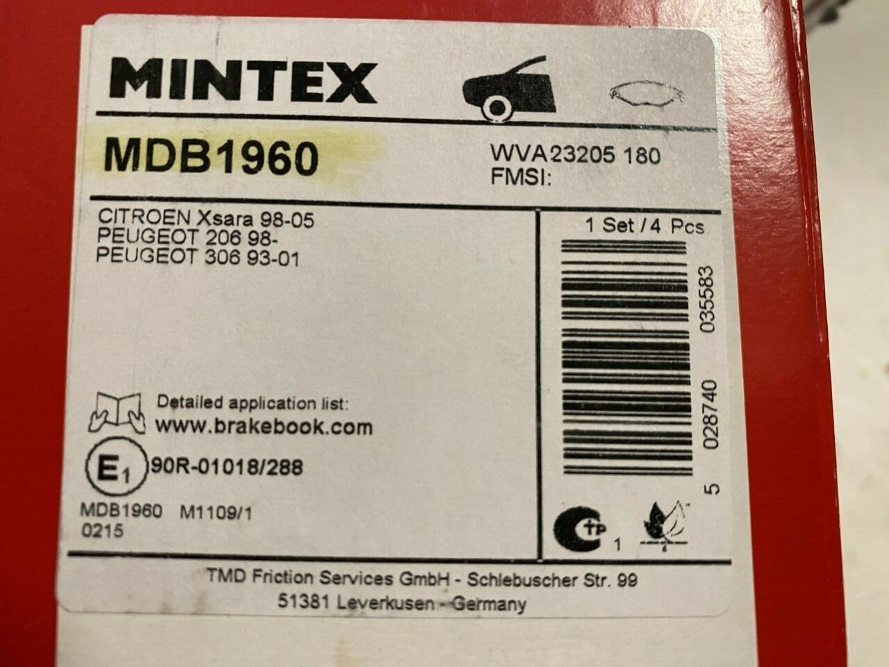 Mintex MDB1960 Front Brake Pad Set