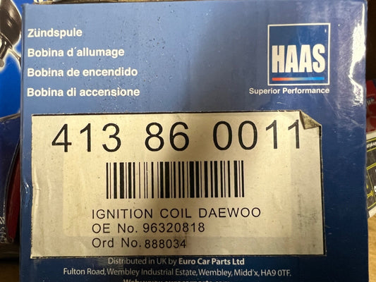 HAAS 413860011 9632082818 30266 Ignition Coil fits Daewoo Matiz 0.8cc