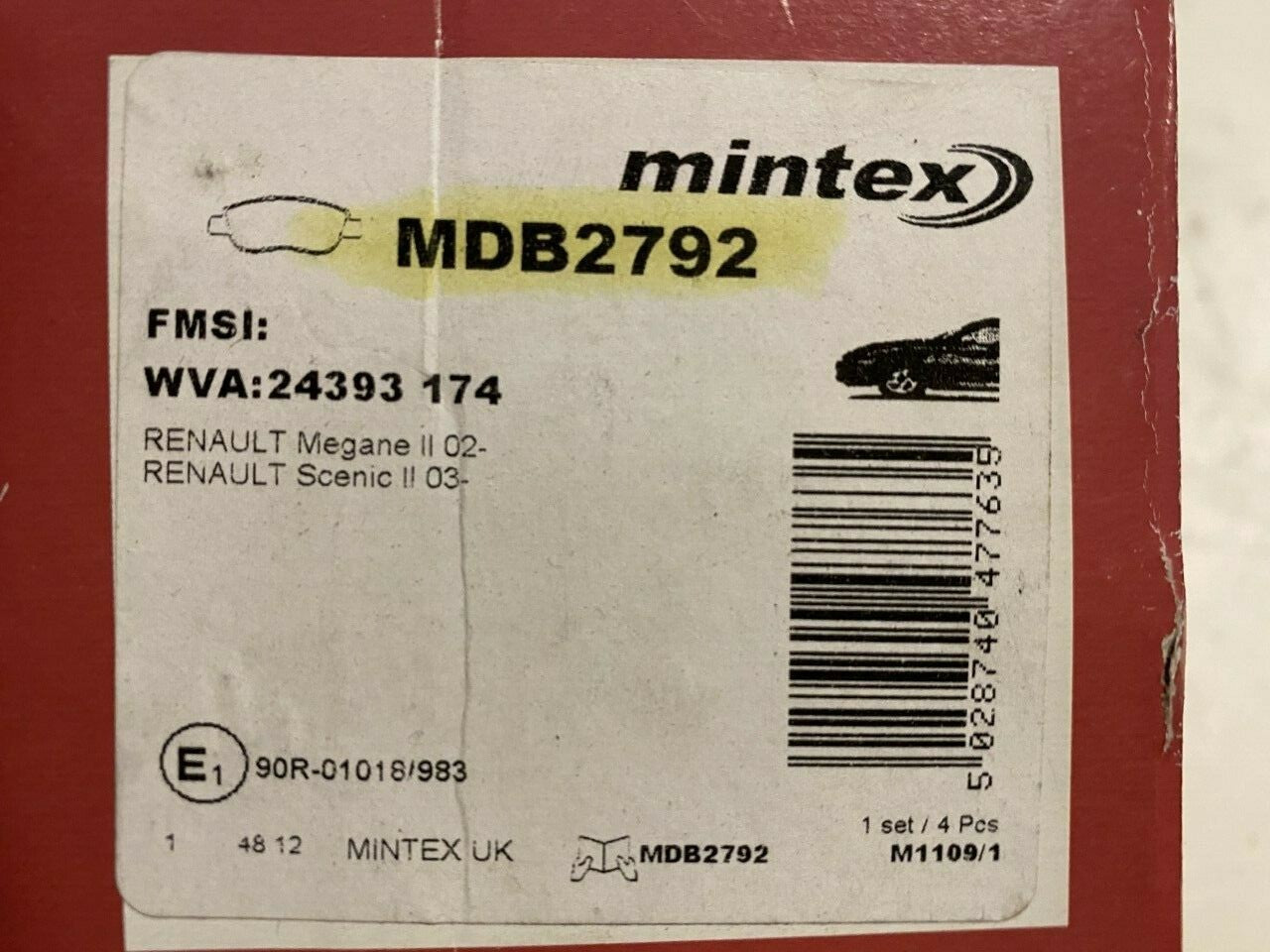 Mintex MDB2792 Front  Brake Pad Set