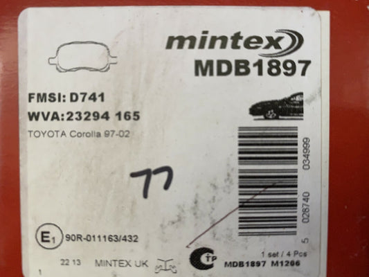Mintex MDB1897 Front Brake Pad Set fits Toyota