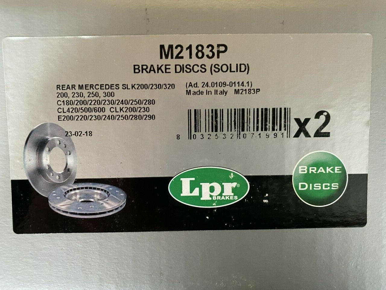 LPR M2183P Rear Brake Disc