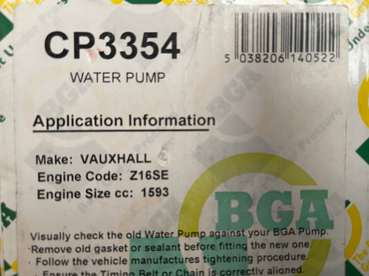 BG Automotive CP3354 Water Pump fits Vauxhall