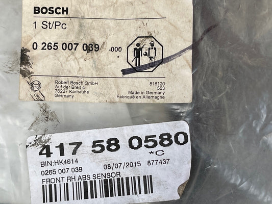 Bosch 0265007039 Wheel Speed Sensor ABS Sensor Front Right Hand Side fits Fiat