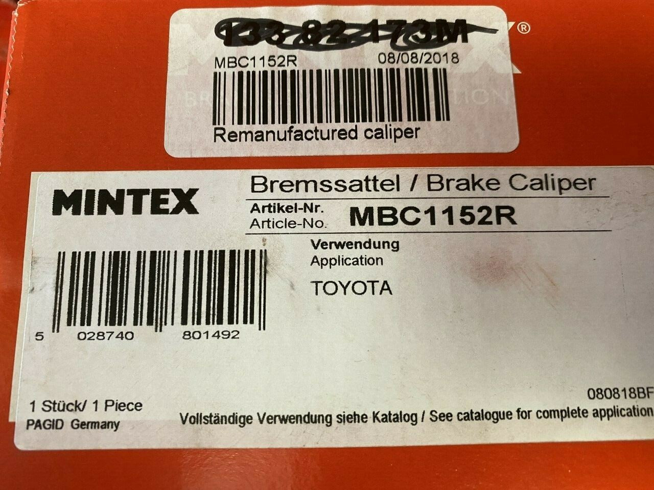 Mintex MBC1152R Rear Right Off Side Brake Caliper fits Toyota RAV 4