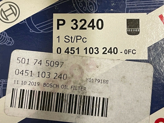 Bosch P3240 Oil Filter fits Renault
