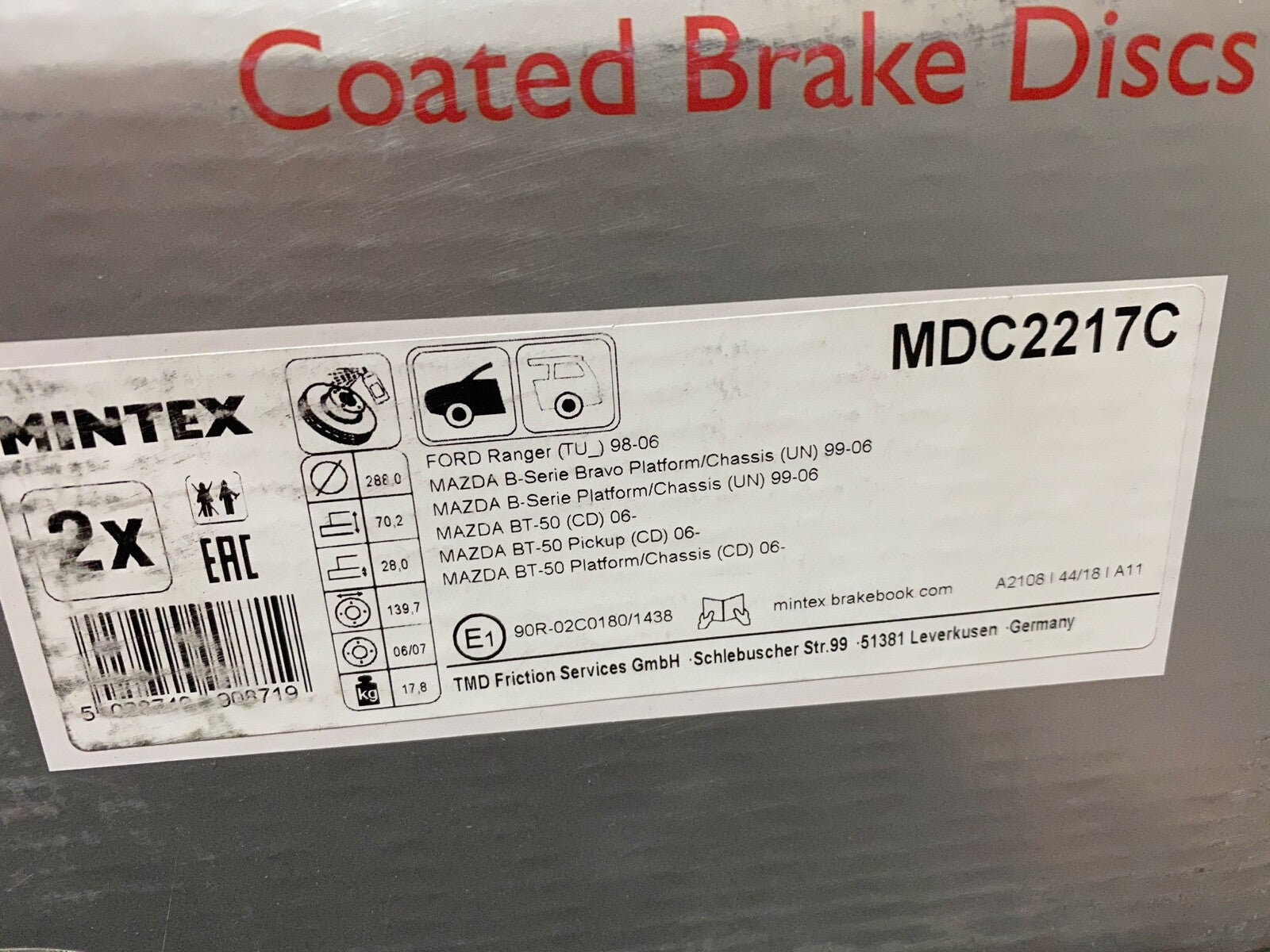 Mintex MDC2217 MDC2217C Front Brake Discs Pair fits Ford Mazda