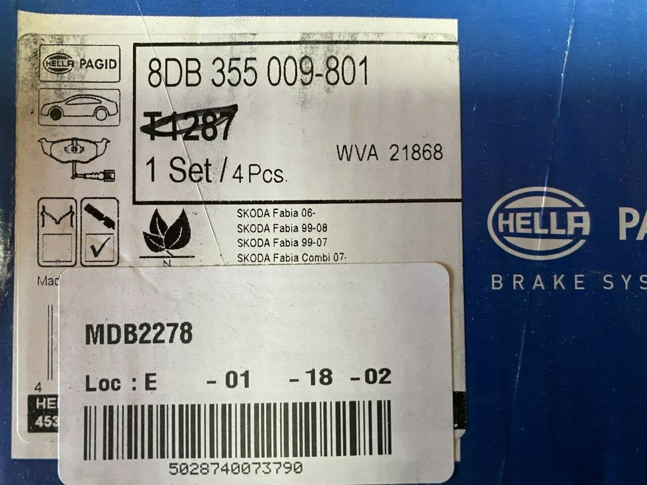 Hella-PAGID T1297 8DB355009-801 Front Brake Pad Set fits Skoda VW Volkswagon