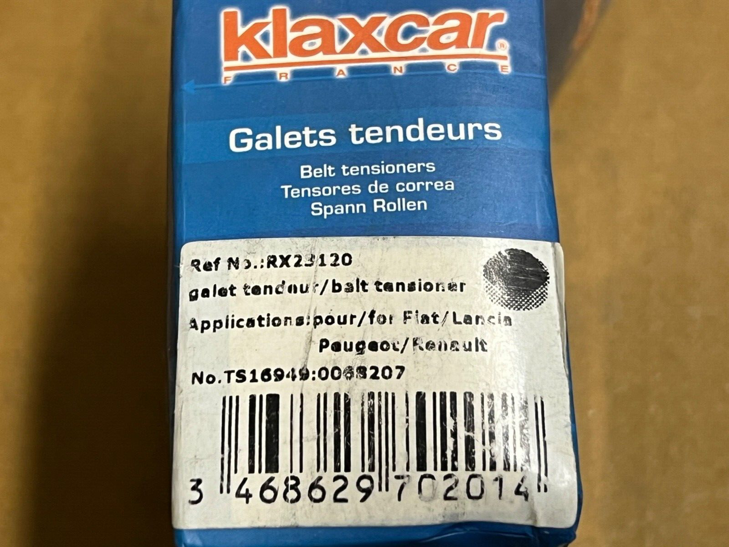 KLAXCAR RX23120 Tensioner Idler Pulley fits Fiat Lancia Peugeot Renault