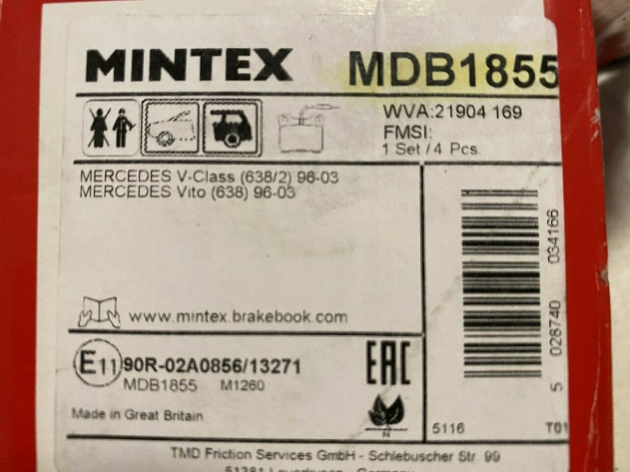 Mintex MDB1855 Rear Brake Pad Set