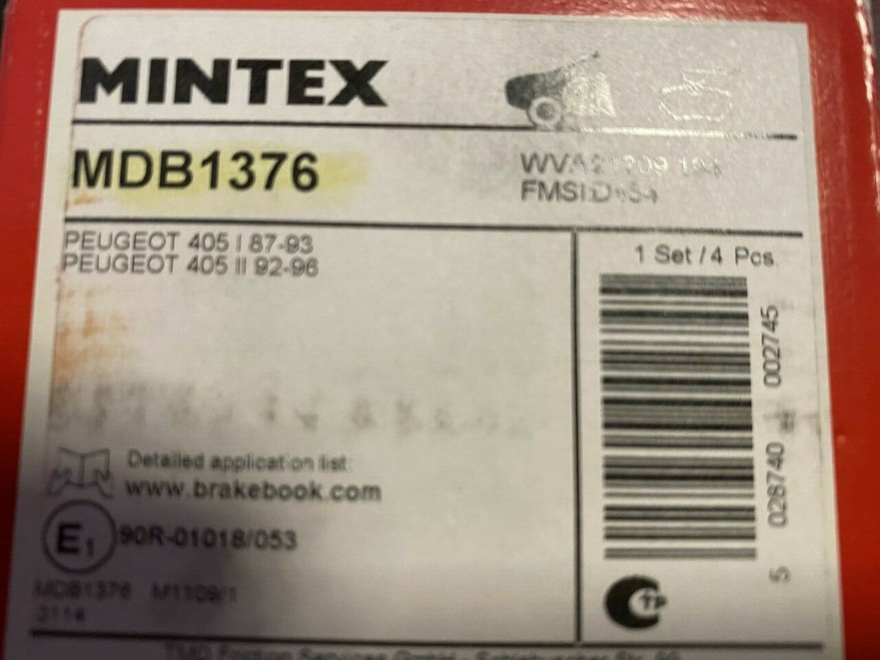 Mintex MDB1376 Front Brake Pad Set