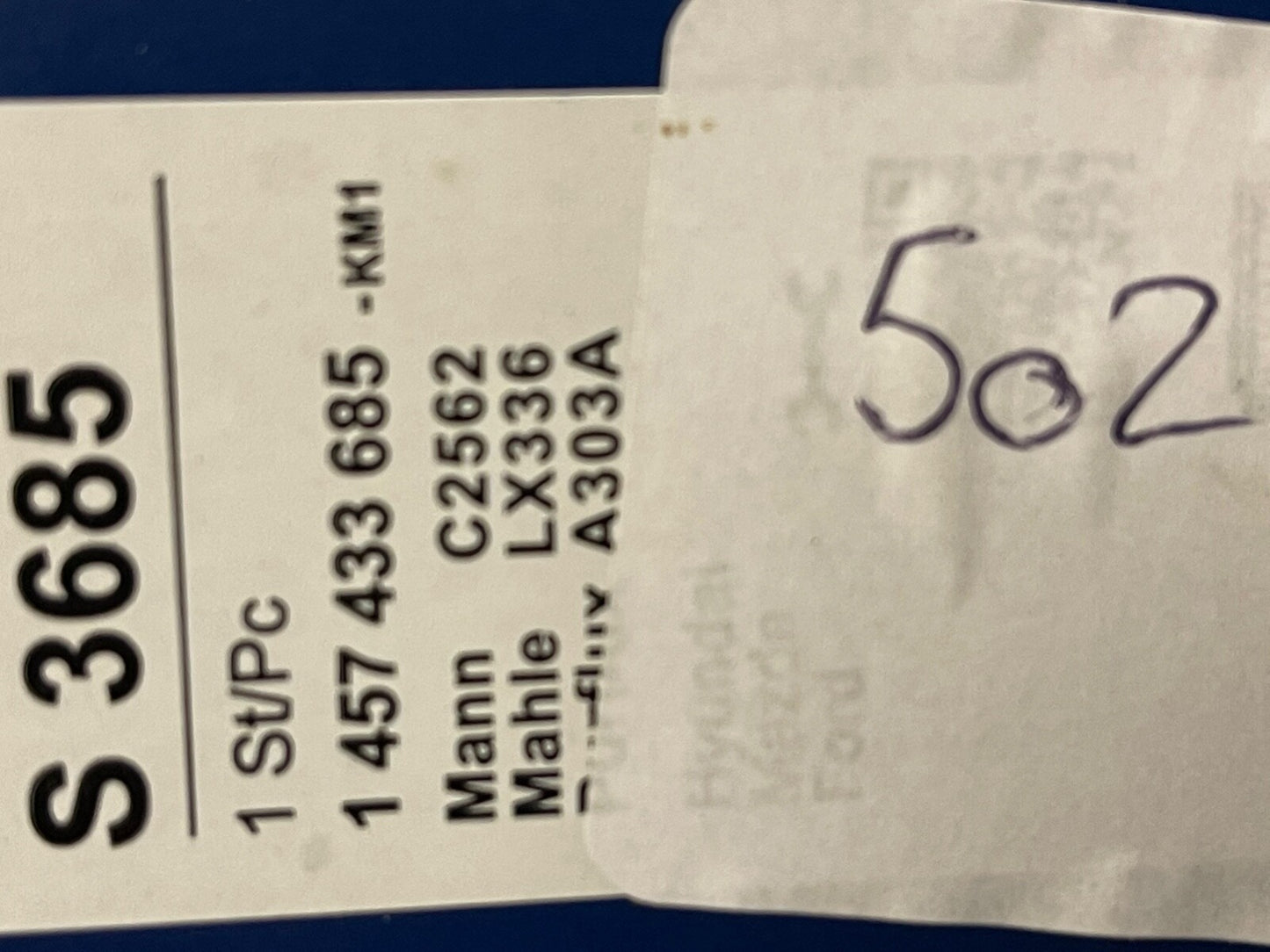 Bosch S3685 1457433685 Air Filter fits Hyundai Accent Mazda 626 E