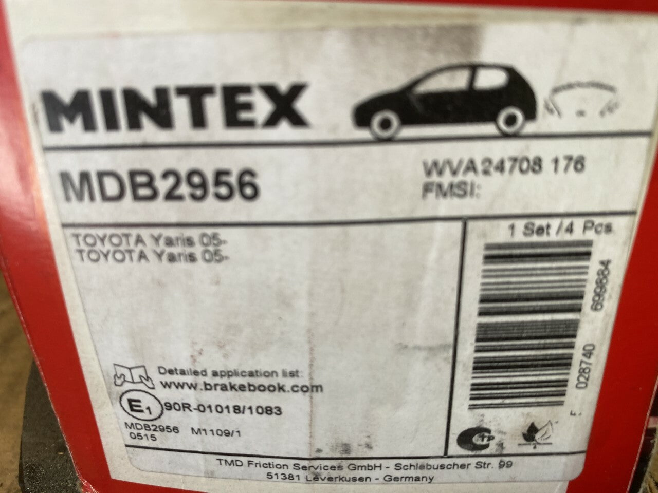 Mintex MDB2956 Front or Rear Brake Pad Set fits Toyota