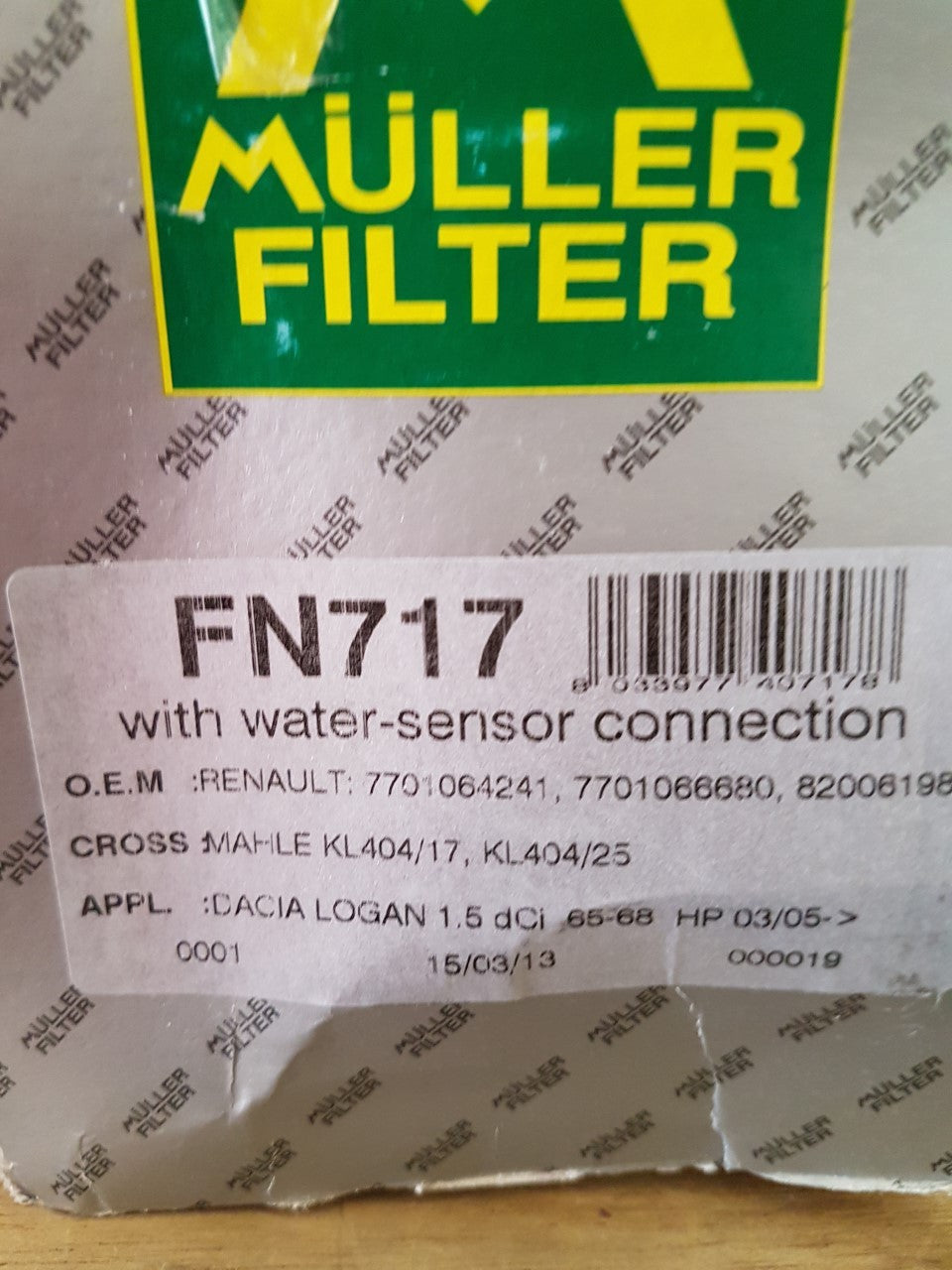 Fuel Filter Dacia Logan Express MCV Sandero Renault Kia Besta Suzuki FN717