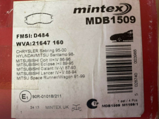 Mintex MDB1509 Front Brake Pad Set fits Chrysler Mitsubishi Proton