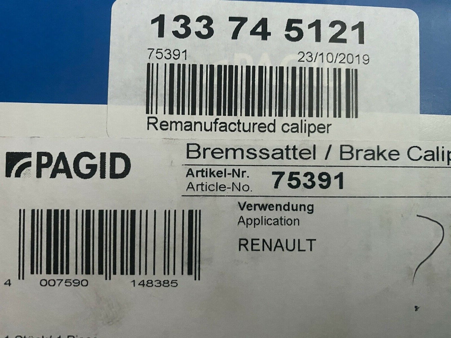Pagid 75391 BHW187E Brake Caliper fits Renault