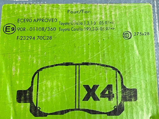 Valeo 598579 Front Brake Pads fits Toyota Corolla 05/1997 - onwards