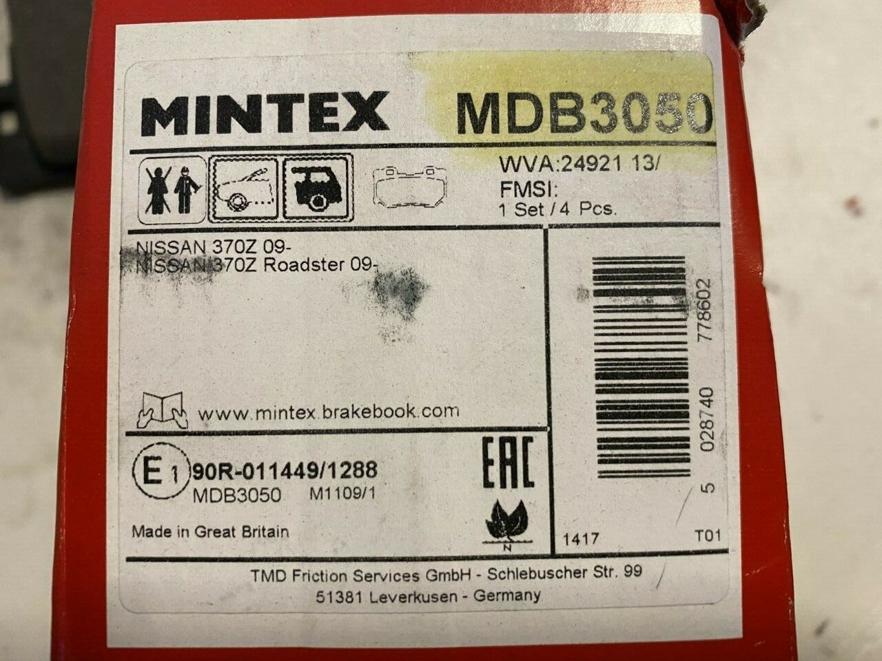 Mintex MDB3050 Rear Brake Pad Set