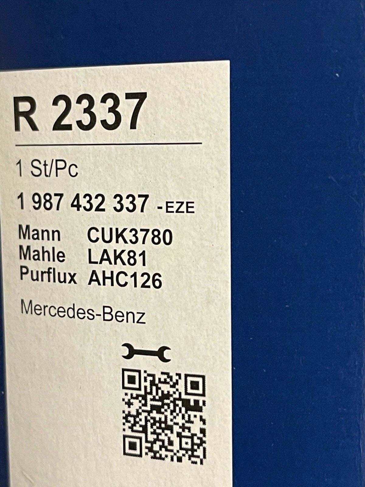 Bosch 1987432337 R2337 Cabin Filter Pollen Filter fits Mercedes