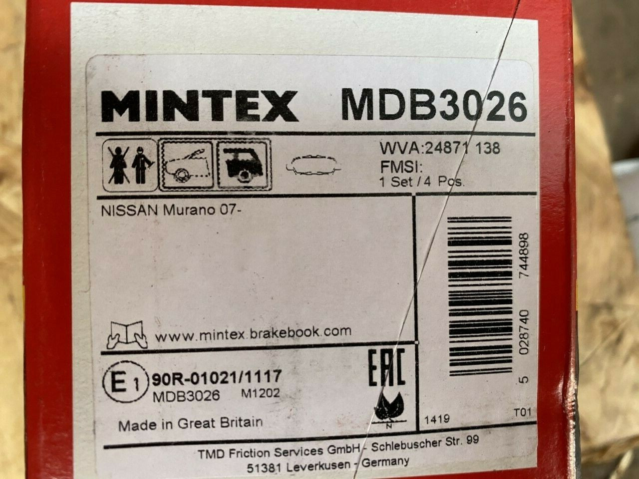 Mintex MDB3026 Rear Brake Pad Set fits Nissan