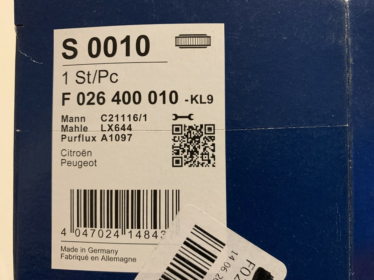 Bosch F026400010 S0010 Air Filter