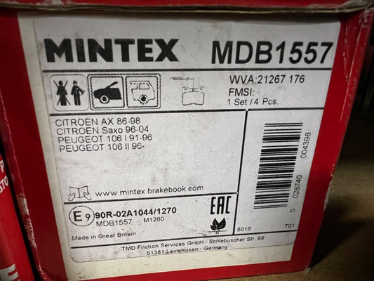 Mintex MDB1557 Front Brake Pad fits Citroen AX Saxo Peugeot 106