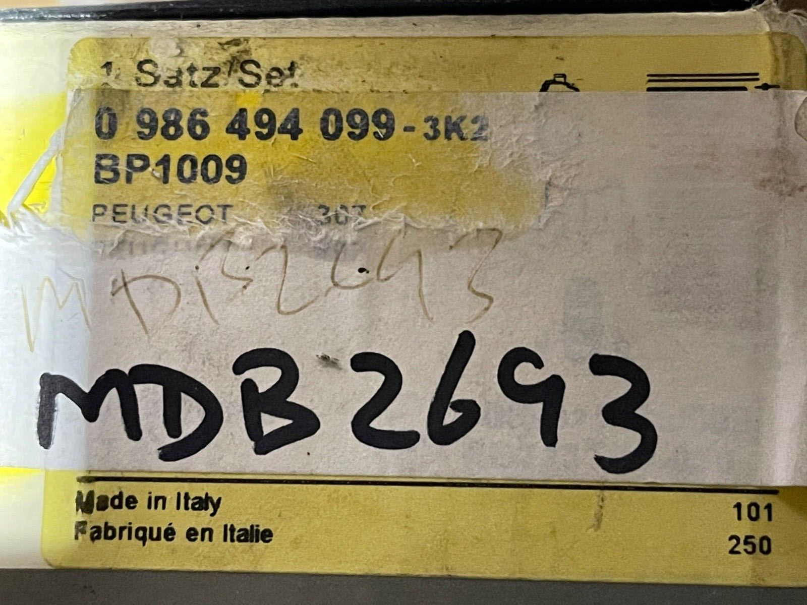 Bosch 0986494099 Rea Brake Pad fits Peugeot 307