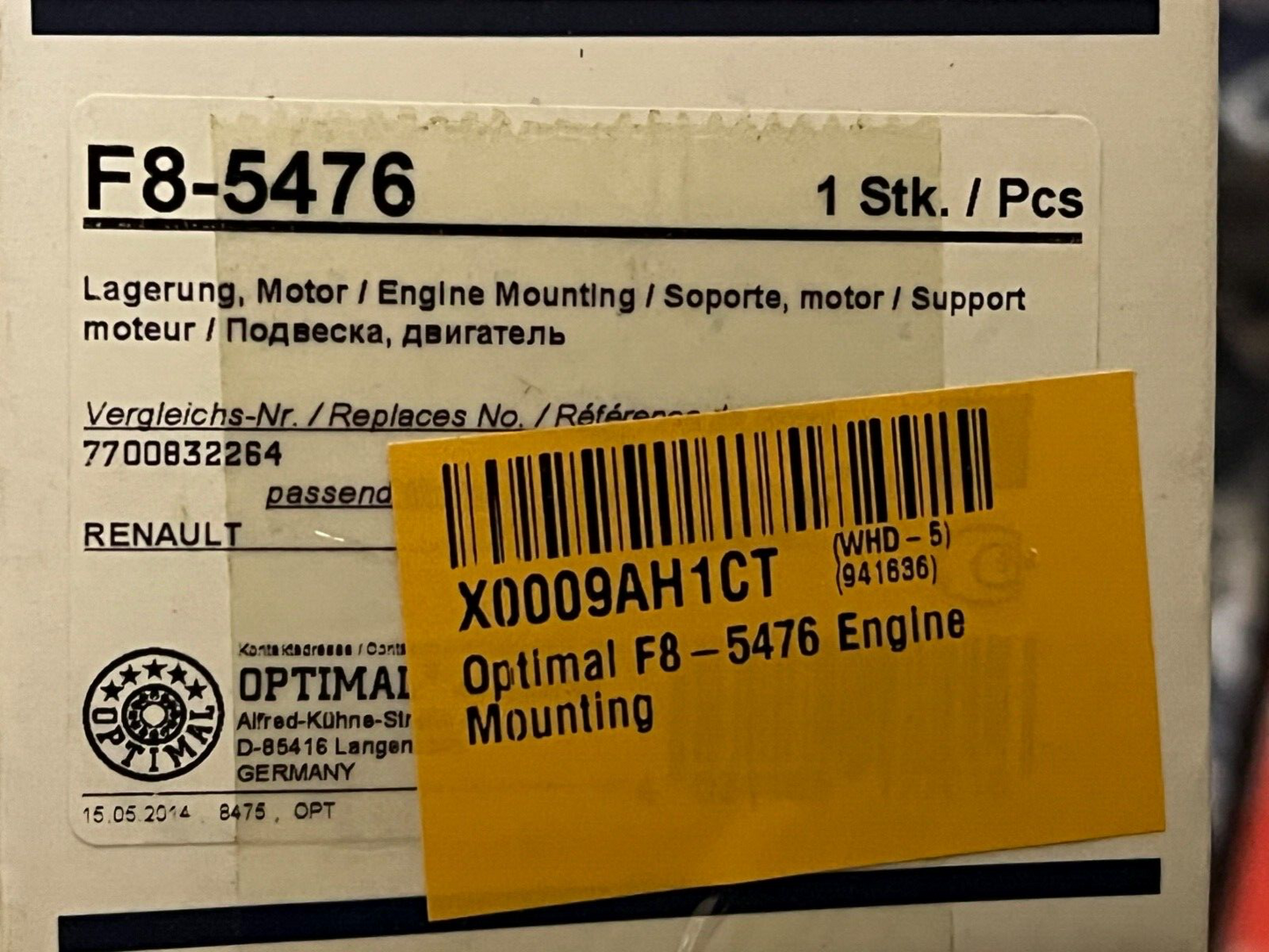 Optimal F8-5476 Engine Mounting fits Renault Megane