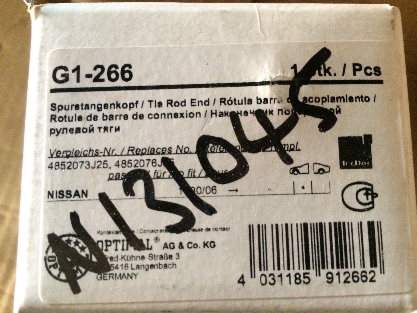 Track Rod End Right Hand Nissan Primera 90-08 P10 P11 WP12 P12 G1-266